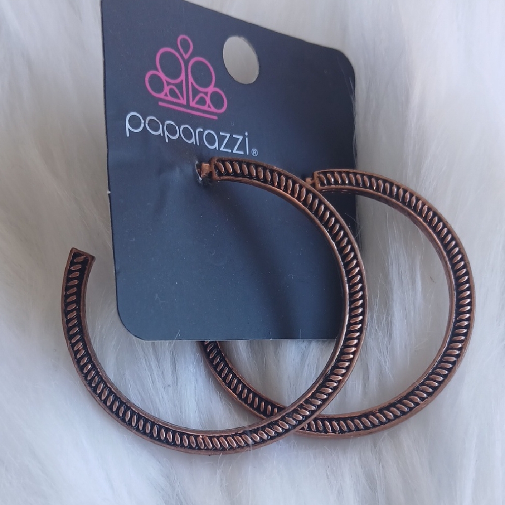 Paparazzi Textured Copper Hoops
